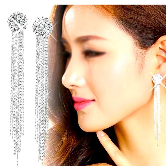 💎New Simulated 💎 Sterling Silver Crystal Earrings💎 - Picture 3 of 6